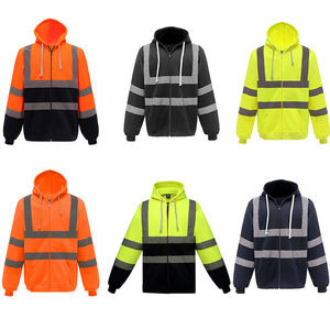Hi Vis Safety Fleece Zip Hoodie for <b>Men</b> <b>Reflective</b> Sweatshirts <b>Jackets</b> Detachable Hood Cycling Safety <b>Jacket</b> - Product Image 6