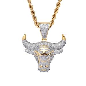 Bull Demon King จี้เพชรแท้,เครื่องประดับทองคำแท้จี้สำหรับสามีของคุณพร้อมสายคล้อง