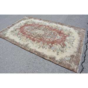 พรมข้างเตียงแบบโบราณของตุรกีพรมข้างเตียงผ้าวูลทำมือดีไซน์8.5ft 5.4ชิ้นพรมสีน้ำตาลเบจสไตล์ตุรกีโบราณ - Product Image 2