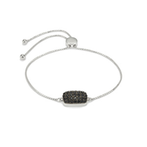 Pulsera Deslizante de Zafiro Azul Medianoche Birmano en Plata de Ley, 1.21 Quilates, Brazalete Fino con Dijes - Product Image 1