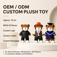 Ours en peluche personnalisé de 10 cm avec tenue sur mesure, poupée en peluche mini OEM ODM pour cadeaux en gros