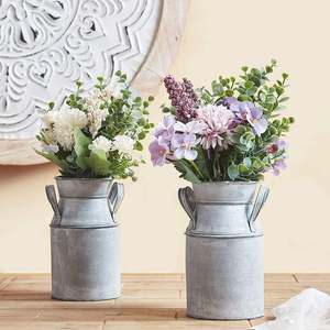 Florero grande de metal galvanizado con acabado de estilo para decoraciones florales modernas para el hogar eventos corporativos y estilo de fiesta - Product Image 2