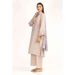 Dupatta de Satén Marrón Claro para Mujer con Estampado Floral y Efecto Arrugado, Elemento de Moda - Product Image 1