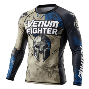 เสื้อรัดกล้ามเนื้อ MMA คุณภาพสูง ชุดว่ายน้ำ BJJ ป้องกันรังสียูวี ผลิตตามสั่ง เป็นมิตรกับสิ่งแวดล้อม ป้องกันแบคทีเรีย แห้งเร็ว เสื้อรัดกล้ามเนื้อ Venum Fighter - Product Image 4