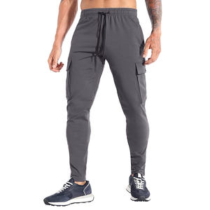 Pantalones para correr de algodón de alta calidad estilo bolsillo, pantalones pitillo ajustados con material transpirable de tacto suave y bolsillos para correr - Product Image 1