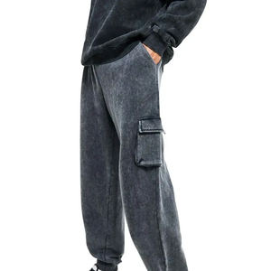 Joggers de algodón con lavado ácido para hombre, novedad, ligeros, diseño de logotipo personalizado, bolsillos de carga, fabricante de fábrica, precios al por mayor - Product Image 1