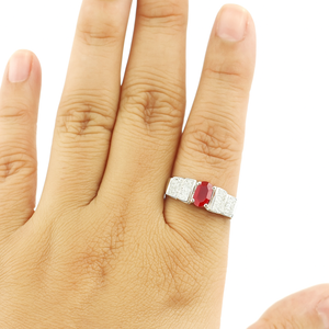 Oval <b>Ruby</b> Quartz <b>Ring</b> 925 Sterling Silver, Handmade Engagement Wedding <b>Women</b> <b>Ring</b> - Product Image 2