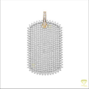 Bijoux Hip Hop VVS Lab Grown Diamond Edge Rectangle Gravé 925 Sterling Silver Personnalisé Chien Pendentif Collier pour Hommes - Product Image 3