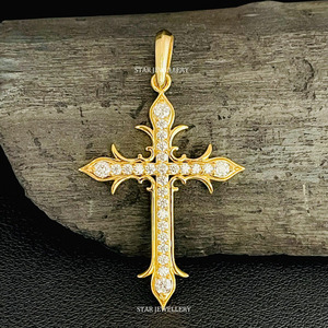 เครื่องประดับเพชรรูปไม้กางเขนสำหรับปลูกในห้องปฏิบัติการทองคำ14K - Product Image 2