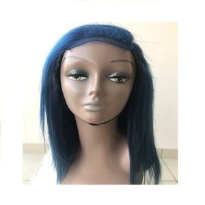 High Quality 10A Grade Unprocessed Cuticle Aligned Indian <b>Body</b> <b>Wave</b> 4X4 Lace Closure Full Density Sky Blue Human Hair Extension - Product Image 1