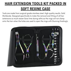 High Quality Hair Extension Tools Kit Includes <b>Tape</b> in Piler Stainless Steel Also Hair Styling Clips and Parting Rings for Sale. - Product Image 5