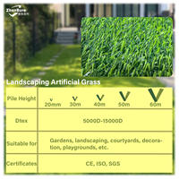 Chinas meistverkaufter 20-60mm natürlicher, langer Kunstrasen-Teppich auf Rolle für den Garten aus umweltfreundlichem PE-PP-Material