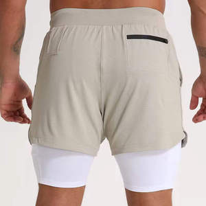 Pantalones cortos holgados de entrenamiento físico sólidos personalizados para hombre, transpirables, de doble capa, deportivos, de lona, ligeros, de talla grande, de secado rápido - Product Image 5