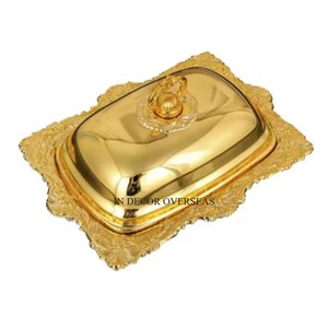Plato y bandeja de mantequilla hechos de Metal de primera calidad chapados en oro de alto grado de diseñador elegante único, accesorios de Mesa para el hogar y el Hotel - Product Image 2
