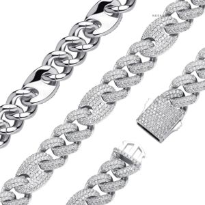 Cadena cubana de moissanita S925 de 20mm-Collar de diamantes de hip-hop para hombres, collar de moissanita grueso de plata 925 DE LA India - Product Image 6