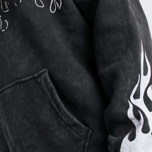 Poids lourd 500 GSM lavage à l'acide séchage rapide coton fermeture éclair personnalisée imprimé brodé hommes vêtements de rue pull à capuche hiver - Product Image 2