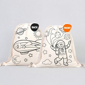 Lot de 5 sacs à dos à cordon de serrage style dessin animé, 14x16, personnalisables avec marqueur textile, logo personnalisé, ensemble amusant pour usage quotidien et publicité - Product Image 4