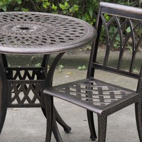 Ensemble de meubles de jardin contemporains en aluminium résistant aux intempéries, confortables, 5 pièces, table et 4 chaises pour utilisation en parc