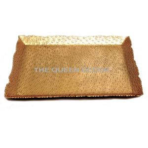 Plateau en métal aluminium en forme de feuille fait à la main plateau de service personnalisé pour une utilisation de table d'hôtel fabricant de plateau décoratif - Product Image 2