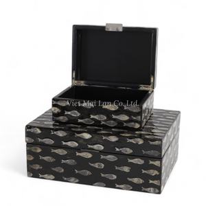 Mother of Pearl Modern Luxury Flexible <b>Decorative</b> Jewelry <b>Box</b> Artisan Shell Inlay <b>Storage</b> Accent for Interior Decor - Product Image 2