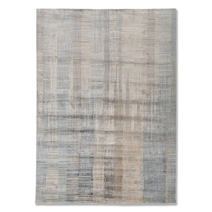 Tapis Kavi bleu noué à la main en laine et soie de bambou, motif abstrait, pour usage domestique (Srb(701(Fr)) - Product Image 1