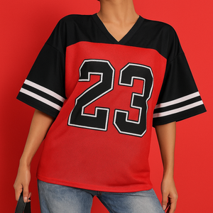 Manfinity-Jersey deportivo con estampado de letras a rayas para mujer, Jersey ajustado de manga larga con cuello redondo, dobladillo regular de secado rápido - Product Image 4