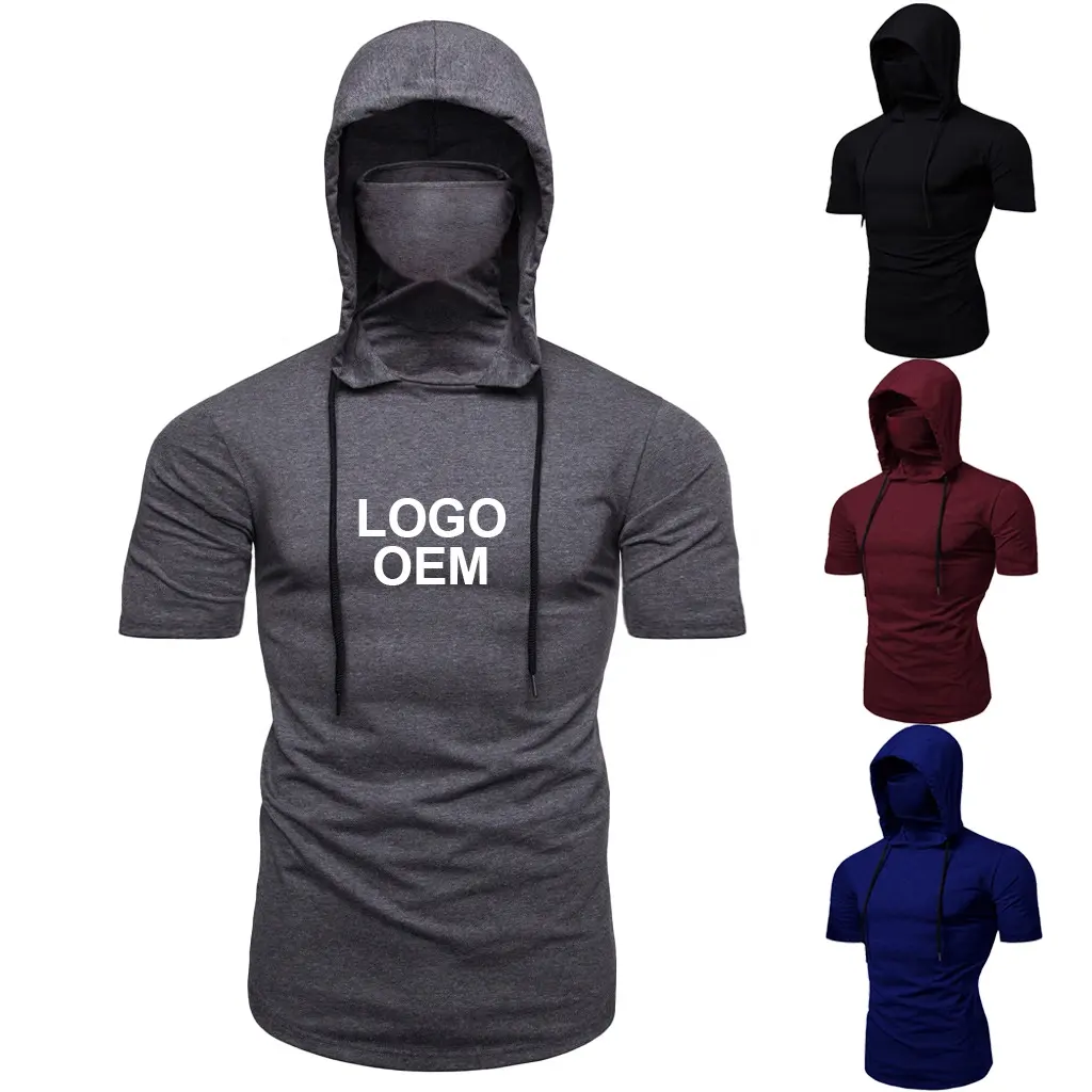 Áo Thun Ninja Che Mặt Phong Cách Hip Hop Mới Có Mũ Trùm Áo Hoodie Nam Tay Ngắn Ôm Sát Logo Tùy Chỉnh Có Mặt Đeo Mặt