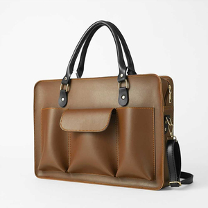 Sacoche pour ordinateur portable en cuir véritable vintage pour homme, 14 pouces, grande capacité, sac de messagerie pour le bureau et les affaires. - Product Image 3