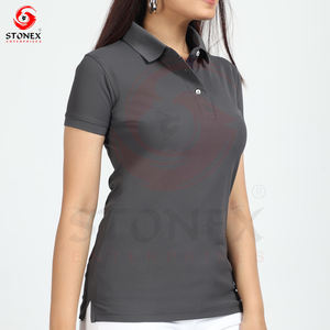 Venta al por mayor de encargo de alta calidad camiseta impresa logotipo bordado mujer Polo moda Casual camiseta - Product Image 4