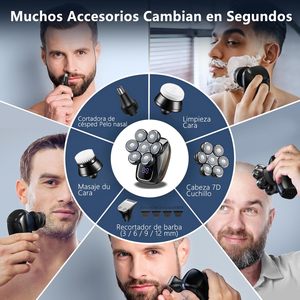 Afeitadora Eléctrica Recargable USB 5 en 1 para Hombre, Máquina de Afeitar Impermeable IPX7 con 8 Cabezales Giratorios y Pantalla LED para Uso Corporal - Product Image 2