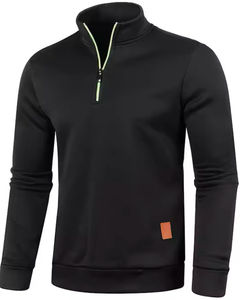 Automne hommes demi fermeture éclair sweats à manches longues couleur unie pull col roulé Streetwear hiver chaud veste Sport manteaux - Product Image 1