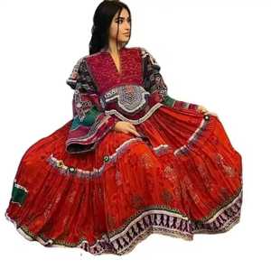 ชุดเดรส kuchi afghan ทำด้วยมือสำหรับผู้หญิงเดรส afghani น้ำหนักเบาสวมใส่สบายตกแต่งด้วยลูกไม้คอกลม - Product Image 1