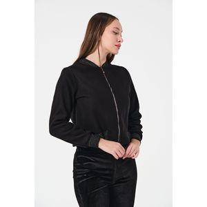 Cardigan con giacca con cerniera e dettaglio con timbro nero con Glitter Design regalo taglie forti Hijab