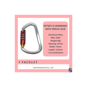 Mousqueton en forme de D YAC012T en alliage d'aluminium avec finition anodisée - Product Image 3