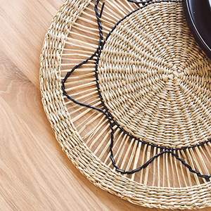 Best Seller Seagrass Woven <b>Round</b> <b>Placemats</b> Custom Design Packaging Variety Color OEM for Dining Table New Design From HNH - Product Image 4