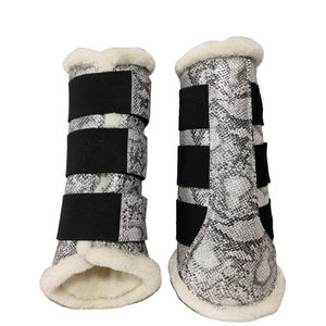 Botas Protectoras para Tendones de Patas de Caballo, Forro de Piel Sintética Suave, Alta Calidad, Personalizables, Estilo Deportivo con Patrón de Serpiente para Entrenamiento de Equitación - Product Image 3