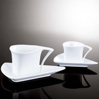 Ensemble de tasses à thé en porcelaine blanche de luxe avec soucoupes, vente en gros pour fabricants, fournitures hôtelières et de restauration