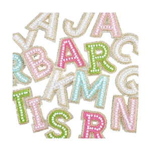 Chenille Towel Factory Bulk Wholesale Eco-Friendly Gold Edge Iron Embroidery Shiny Glitter <b>Letters</b> Patches Flower for Clothes - Product Image 1