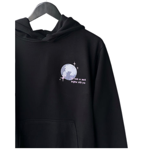 Noir lune brodé à capuche unisexe surdimensionné Streetwear pull polaire coton décontracté hiver chaud mode esthétique sweats à capuche - Product Image 4