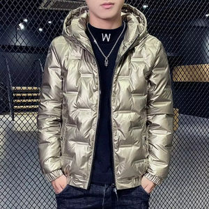 Chaqueta acolchada de nailon de alta calidad informal para hombre 2025, abrigo de invierno con cuello levantado y capucha con cierre de cremallera, venta directa de fábrica al por mayor - Product Image 4