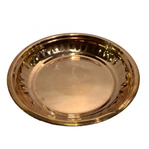 Assiette de service martelée en cuivre de forme ronde assiette de service en cuivre fabriquée à la main indienne assiette en métal en cuivre - Product Image 2