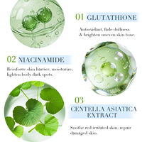 Lotion corporelle OEM au glutathion et à la niacinamide avec Centella Asiatica, apaisante et calmante pour les peaux sensibles et les tons inégaux, marque privée