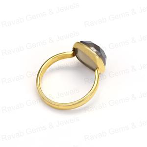 Superventas, 12mm, calcedonia gris, corte de cojín, joyería fina, anillo de banda de eternidad de plata 925 sólida para mujer, anillos finos de oro Vermeil - Product Image 4