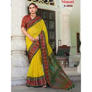 Presentación de Superhit Designer Pashmina Multi Thread Heavy Party Wear Saree Fabricante por Saurya Life Style Surat - Product Image 5