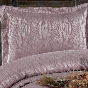 Ensemble de couvre-lit classique de luxe personnalisé Guzide Vivaldi en rose séchée, 4 pièces, 100% chenille, tissé rayé, lavable, anti-acariens - Product Image 2