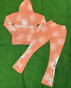 Vente en gros de survêtement pour hommes sweat à capuche et pantalon de survêtement imprimés en éponge française OEM couleur bleue unie personnalisé possédez votre nom de marque et design - Product Image 2