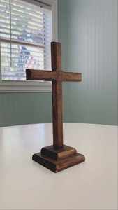 Cruz de madera náutica, carteles de pared marrones, cruz hecha a mano de pie o colgante cristiano para el hogar y para la decoración de Navidad - Product Image 2