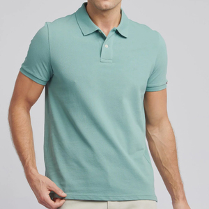 Polo décontracté moderne pour homme, manches courtes, tissu tissé, couleur unie, coupe classique, col boutonné, à porter au quotidien - Product Image 3