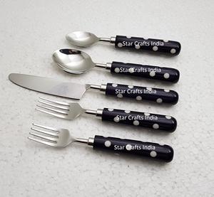 Cucharadas de acero inoxidable, madera y mango de resina, venta al por mayor, juego de cubiertos, juegos de vajilla, gran oferta - Product Image 6