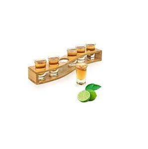 Plateau de vol en bois pour bière, Bar à pagaie en verre à shot en bois Antique - Product Image 2